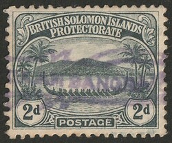 1908-11 Small Canoe 2d grey. VFU with strike in violet of 'shark' (S ...