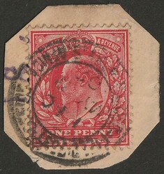 1902 KEVII GB 1d scarlet. VFU on piece with 'BRITISH ARMY SOUTH ...