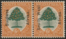1927 opt Orange Tree 6d green & orange, horiz bilingual pr with ...