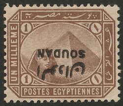 1897 'SOUDAN' opt Egypt 1m brown error opt INVERTED. Superb M, W/C. ...