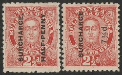 1895 'SURCHARGE HALF-PENNY' opt King 2½d & 'SURCHARGE 7½d' opt King ...