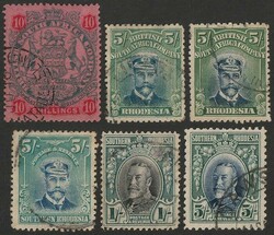Rhodesia: 1896-1951 collection inc 1896-97 Large Arms 10/-. 1909 ...