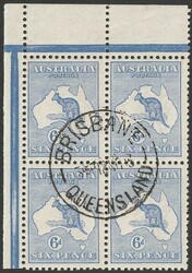 6d Ultramarine UL gutter cnr block of 4 from right pane. Superb w/c ...