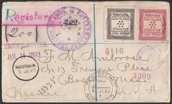 1893 Registered cover franked 1st issue set 1d & 10d tied by 'Cook ...