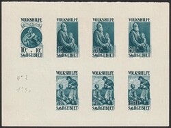 1928 Christmas Charity set 40c-10Fr composite imperf PROOF sheetlet ...