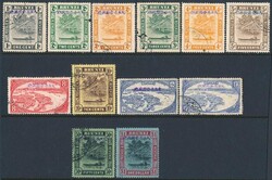 Brunei: 1942-44 violet opt View range 1c-$1. VFU. Scott ex N1-N17 cat ...