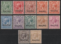 1916-23 NAURU opt KGV GB set ½d to 1/- inc both 2d die & die II. VF ...