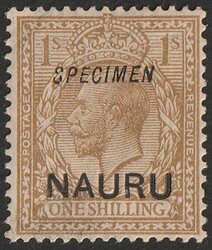 1916-23 'NAURU' opt KGV 1/- bistre-brown, opt SPECIMEN. VFM. Scott ...