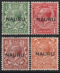 1916-23 NAURU opt KGV set ½d, 1d, 1½d & 2d opt in centre. VF fresh ...