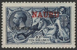 1916-23 'NAURU' opt KGV Seahorses 10/- indigo-blue, Waterlow printing ...