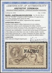 1916-23 'NAURU' opt KGV Seahorses 2/6 sepia-brown, DLR printing, ...