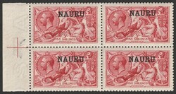 1916-23 'NAURU' opt KGV Seahorses 5/- bright carmine, left marginal ...