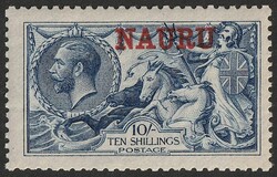 1916-23 'NAURU' opt KGV Seahorses 10/- deep blue, DLR printing. VF ...
