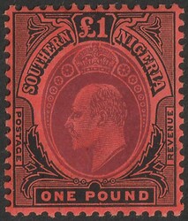 1907-11 KEVII £1 purple & black/red. Superb fresh M. Scott 43 cat ...