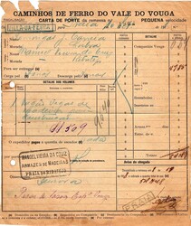 Portugal * Correio ferroviário. Carta de porte dos Caminhos de Ferro ...