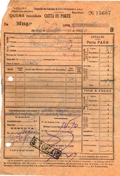 Portugal * Correio ferroviário. Carta de porte da Companhia dos ...