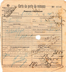 Portugal * Correio ferroviário. Carta de porte dos Caminhos de Ferro ...