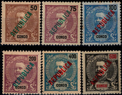 Congo * 1914 – D. Carlos I Mouchon, com sobrecarga “REPUBLICA” ...