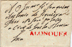 Alenquer – A vermelho, LG ALQ4 em carta datada de Alenquer (01 ...