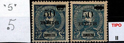 Zambézia * 1905 – D. Carlos I Mouchon, com sobretaxa. MF54 + MF54c ...