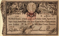 Portugal * 1895 – Royal Treasury policy of 20$000 réis, from 1798, ...
