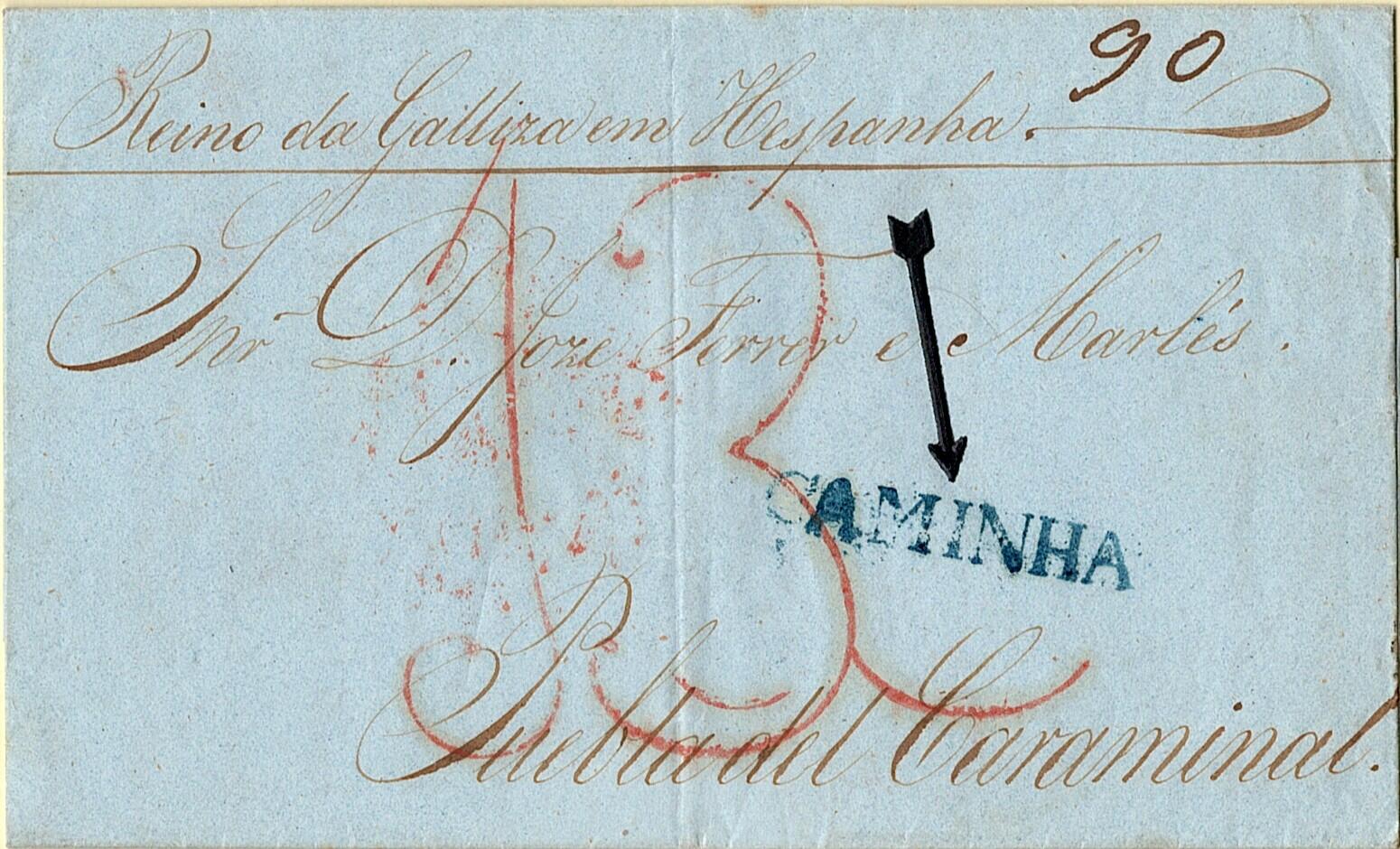 Caminha – A azul, LF CMN1 em carta datada de Caminha (13.12.45) ...