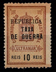 Guiné * 1919 – Imposto Postal * Estampilha fiscal, com sobretaxa ...