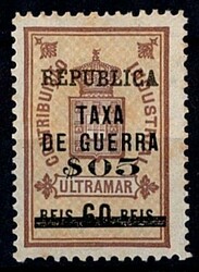 Guiné * 1919 – Imposto Postal. Estampilha fiscal, com sobrecarga ...