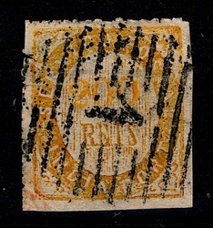 Índia * 1871 – Nativos. Tipo I. MF5, 200 réis, amarelo-ocre, ...