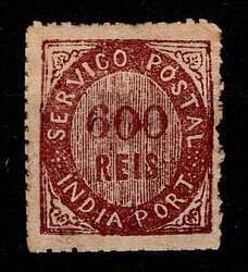 Índia * 1871 – Nativos. Tipo II. MF14, 600 réis, violeta, papel ...