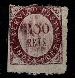 Índia * 1873 – Nativos. Tipo IA. MF18, 300 réis, violeta, papel ...