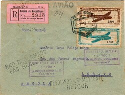 Moçambique * 1946 – Correio aéreo * Avião. Legenda “TAXA ...