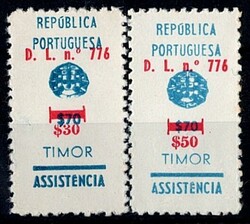 Timor * 1960/67 – Imposto Postal. ASSISTÊNCIA, com sobrecarga e ...
