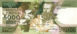 Portugal * Banco de Portugal. Antero de Quental, 5.000$00, chapa 2A ...