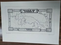 Angola * 1952 - Ensaio a preto e branco na escala 1:3, do verso da ...