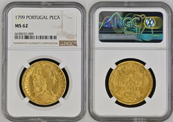 Ouro – Peça (6.400 réis). D. Maria I, 1799, Lisboa, AGL, NGC-MS62 ...