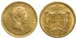 Ouro – 1.000 réis (1/5 de Coroa). D. Pedro V, 1855. Bela. Peso 1 ...