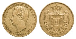 Ouro – 2.000 réis (1/5 de Coroa). D. Pedro V, 1870. MBC. Peso 3 ...