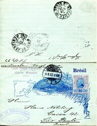 Brasil * 1895 – Pão de Açúcar. HG25, 80+80 réis, azul e violeta ...