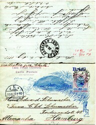 Brasil * 1895 – Pão de Açúcar. HG25, 80+80 réis, azul e violeta ...
