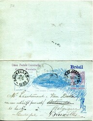 Brasil * 1895 – Pão de Açúcar. HG25, 80+80 réis, azul e violeta ...