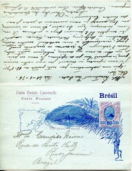 Brasil * 1895 – Pão de Açúcar. HG25, 80+80 réis, azul e violeta ...