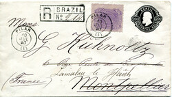 Brasil * 1867 – D. Pedro II de perfil. Envelopes. HG2, 200 réis, ...