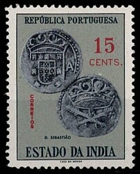 Índia * 1959 – Moedas. MF507, 15c. Prova de cor com a cor de fundo ...