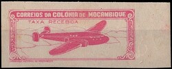 Moçambique * 1947 – Correio aéreo * Avião, com legenda “Taxe ...