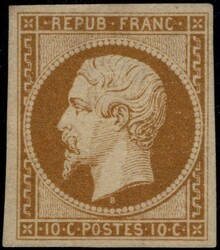 France, Yv 9, Napoleon (REPUB. FRANCE), 10 c black-brown (bistre ...