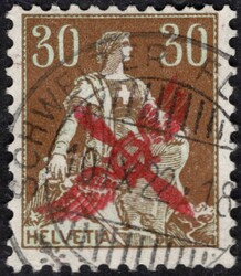 Switzerland, Mi. 152, Airmail, 30 c, brown, red overprint, exp. ...