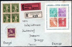 Switzerland - R, Ex letter from the exhibition NABA Zürich 1934, ...