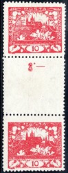 5 Ms, 10 h red, two-stamped straight-line interleaves, darker shade ...