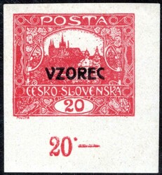 9 VZ, 20 h crimson, overprint VZOREC, corner with counter and plate ...